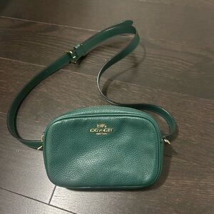 Emerald Green Coach “Jamie Camera Bag”  Mini Leather Fannypack/Crossbody Bag